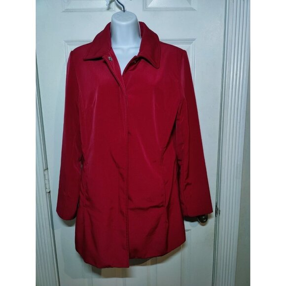 Merona Jackets & Blazers - Merona Red Rain/Windbreaker Jacket Mid Length Hip Pockets Snap Button M